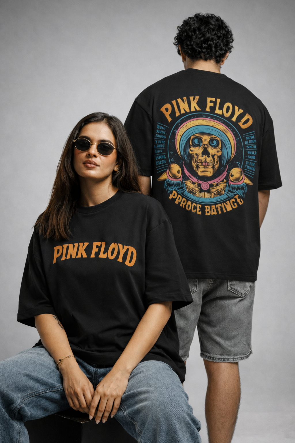 Floyd Retro Skull Graphic Oversized T-Shirt