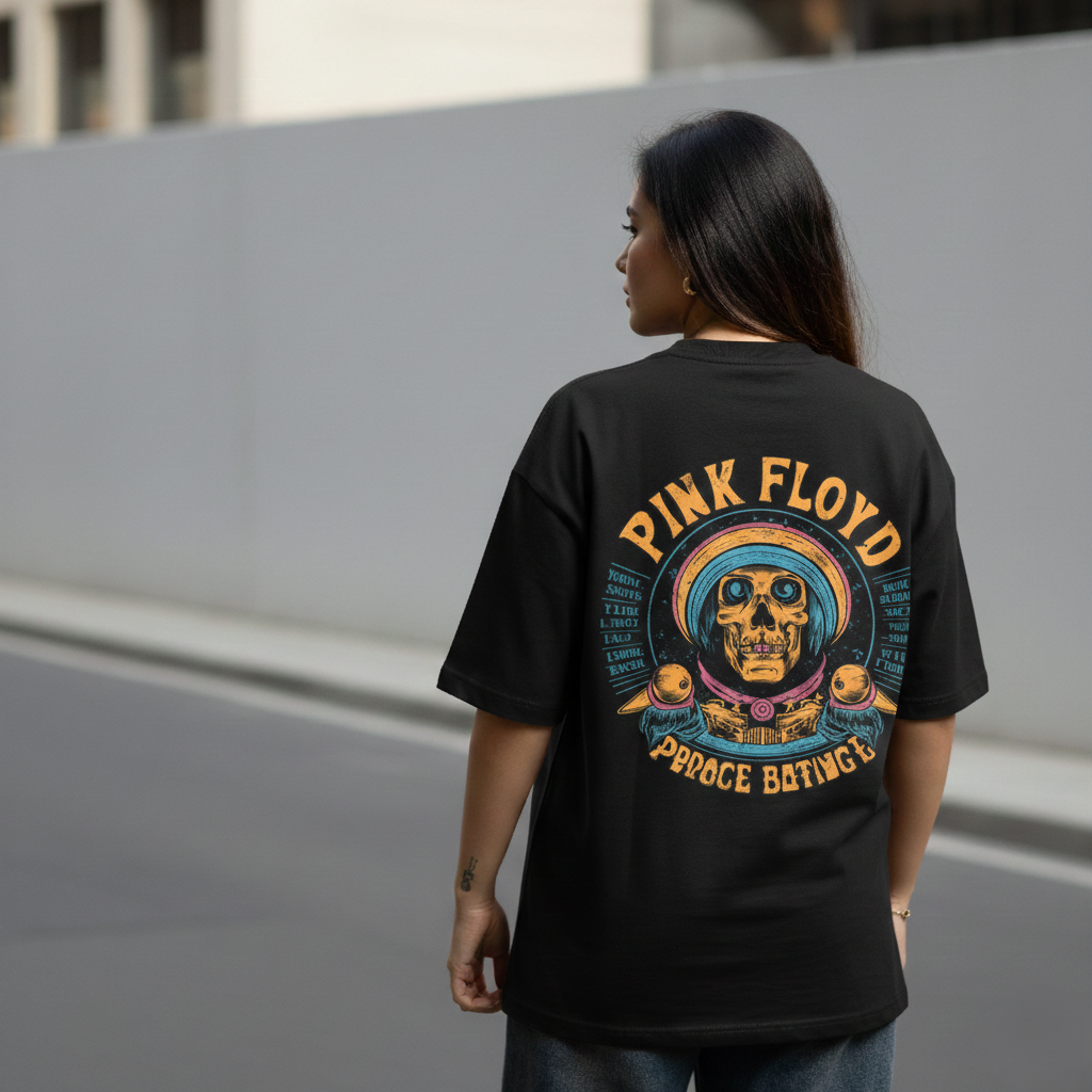 Floyd Retro Skull Graphic Oversized T-Shirt
